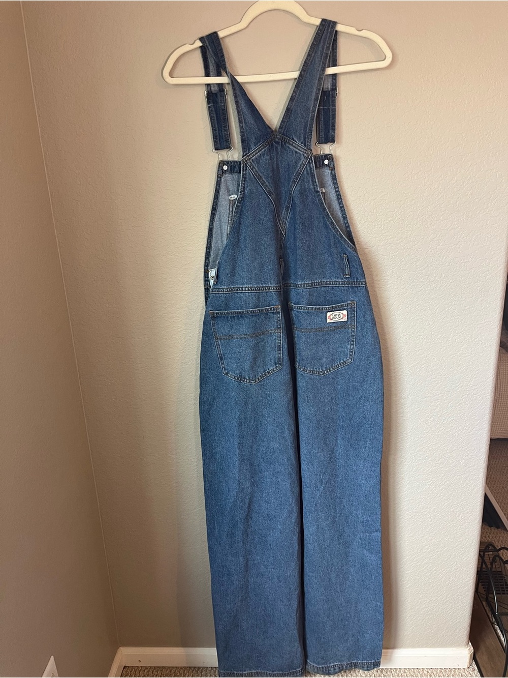 Lana Roux 90s Retro Utility Denim Overalls Straight Leg Sz M - Picture 2 of 9